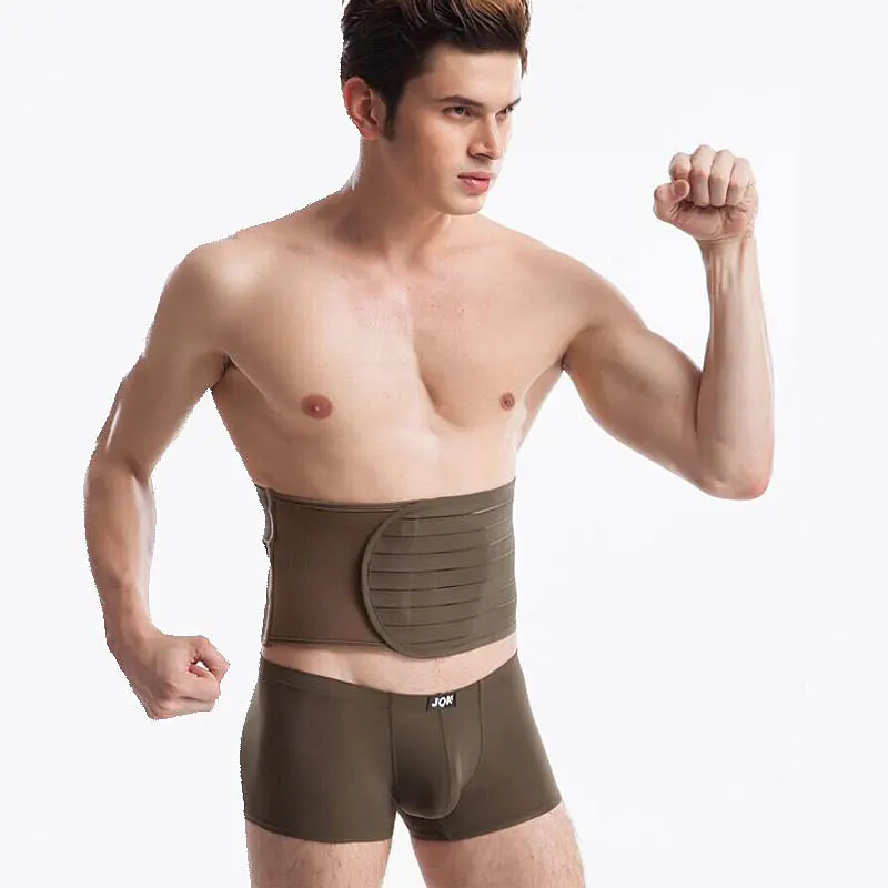 army green Для мужчин s талия тренажер Shaper Фирма контроль Дышащий Пояс Волшебная паста эластичный пояс супер твердый пояс утягивающий для похудения мужской корсет - Цвет: army green
