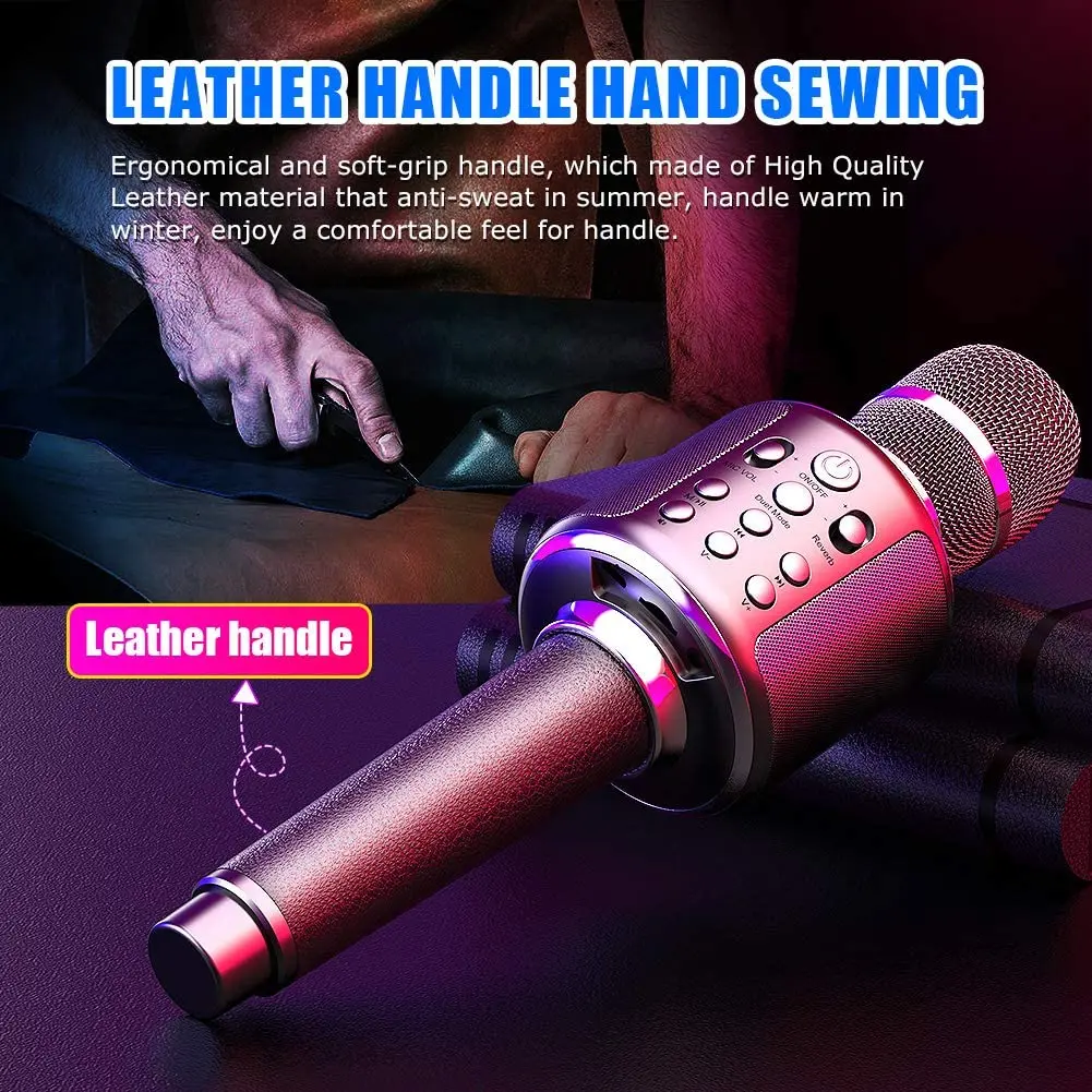 Karaoke Microphone Wireless Singing Machine with Bluetooth Speaker for Cell Phone/PC, Portable Handheld Mic Speaker