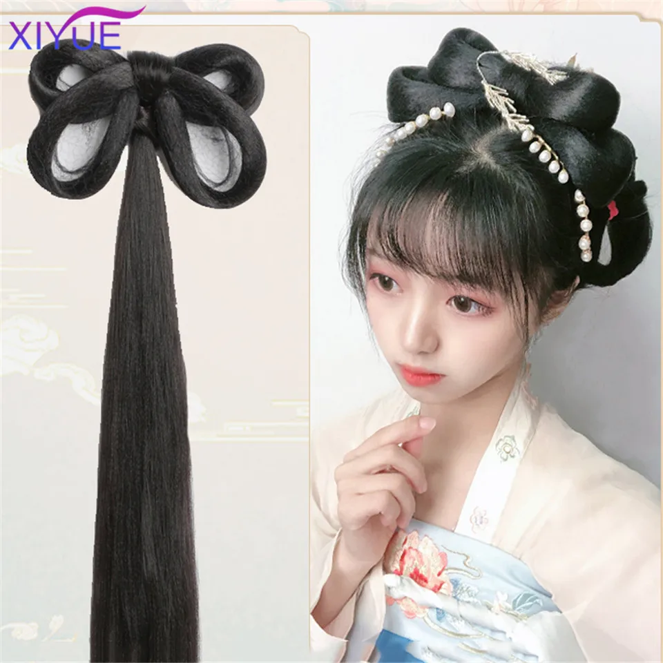 XIYUE Women's Hanfu Ancient Costume Chinese Ancient Synthetic Wig Chignon Princess Hair Bun Stage TV Cosplay Wig