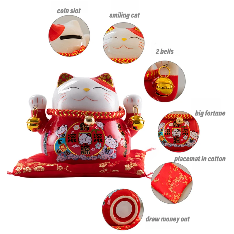 4.5 inch Ceramic Maneki Neko Lucky Cat Money Box Fortune Colored Cat Piggy Bank Home Decoration Gift Feng Shui Ornament cat toy ornaments cat figurine decoration cat figurines lucky cat statue