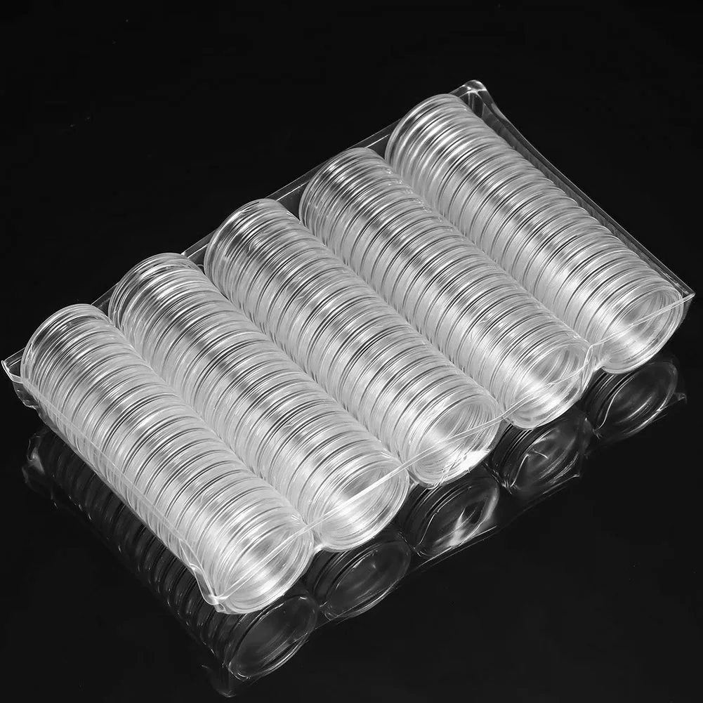 100Pcs-25mm-Portable-Durable-Round-Shaped-Souvenir-Coin-Capsules-Protective-Case.jpg 100Db 25 Mm -Es Hordozható, Tartós, Kerek Alakú Ajándékkapszulák Védő Tok - Image 4