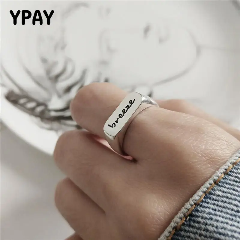 Женское кольцо с буквой ветерок YPAY корейское блестящее регулируемое квадратное