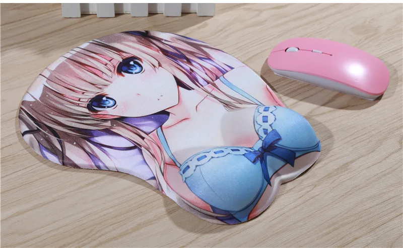FFFAS Silicone Gel 3D Mouse Pad Mat Ergonomic Sexy Breast Oppai Busty Boob Anime Girl Gamer Wrist Rest Mousepad for Laptop PC