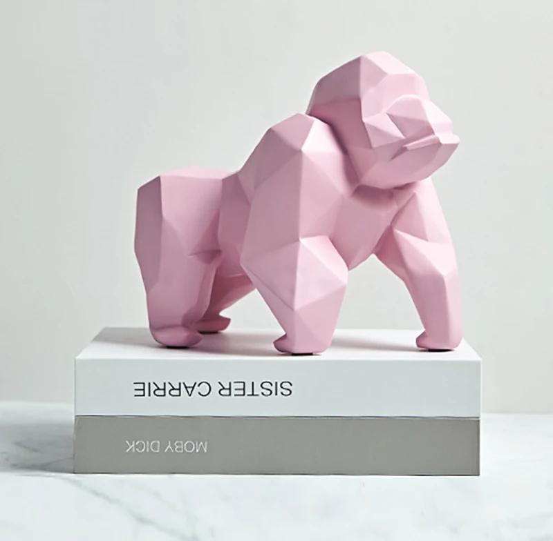 Абстрактная скульптура гориллы из смолы статуя короля Конга имитация обезьяны креативный подарок домашний Декор украшение для гостиной D087 - Цвет: Pink