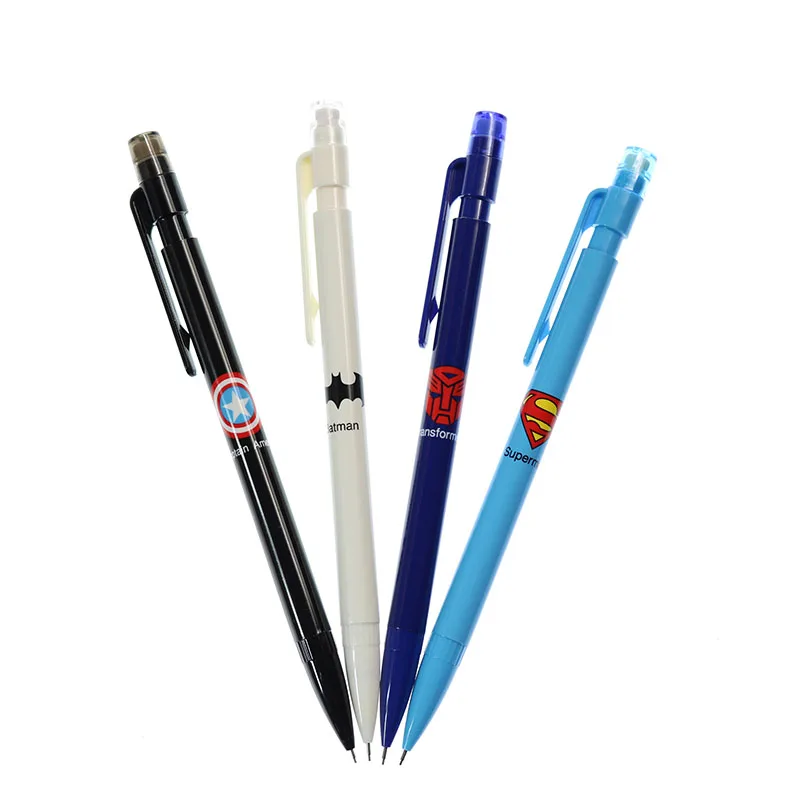 

4 Pieces / Set Of Cute Superman Batman Captain America Plastic New Pencil Kawaii Student Free Cutting 0.5 Mm / 0.7 Mm Pencil