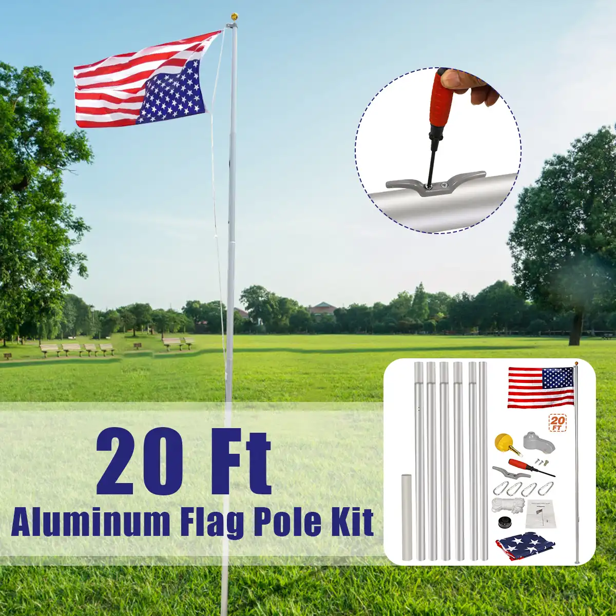 12pcs Flag Pole Accessories Parts Repair Kit Truck Premium Pulley