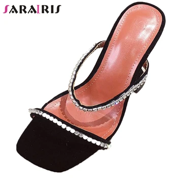 

SaraIris Sexy Concise Date Slippers Cool Leopard Casual Heeled Slides Women 2020 New Trendy Brand High Heels Shoes Woman