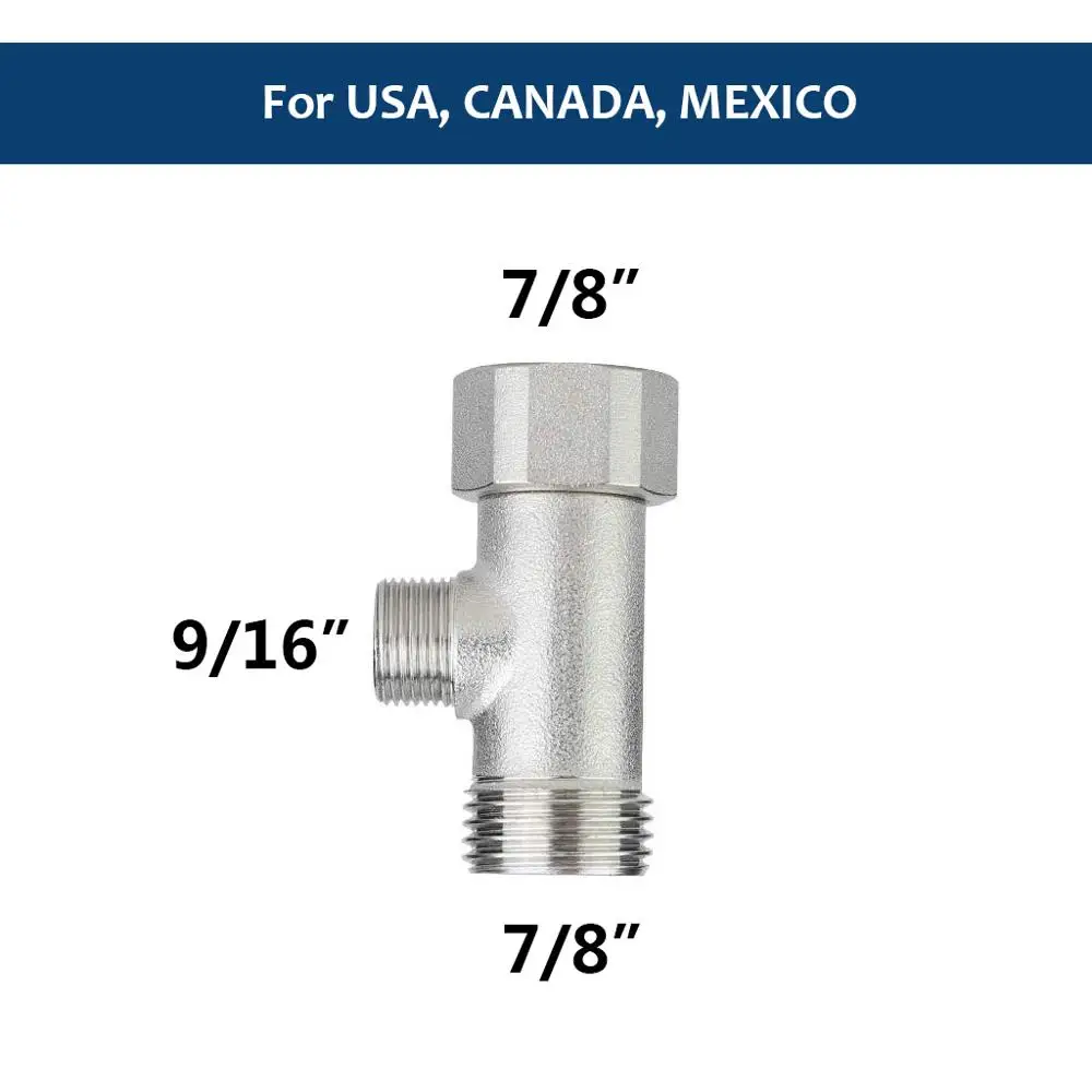 Bathroom Plumbing Fittings T Valve Adapter for Toilet Seat Bidet Attachment Sprayer