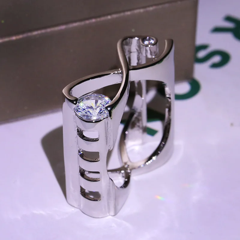 Новое Женское геометрическое металлическое кольцо на палец, маленькие Кристальные кольца с фианитом для женщин, винтажное серебряное обручальное кольцо