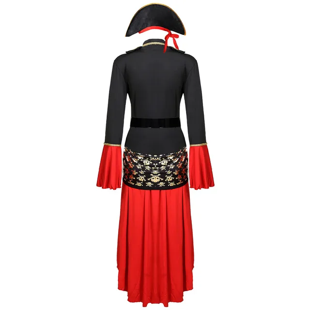 Red Sexy Women Plus Size Halloween Role Playing Cosplay Pirate Captain Adult Pirate Costume 6