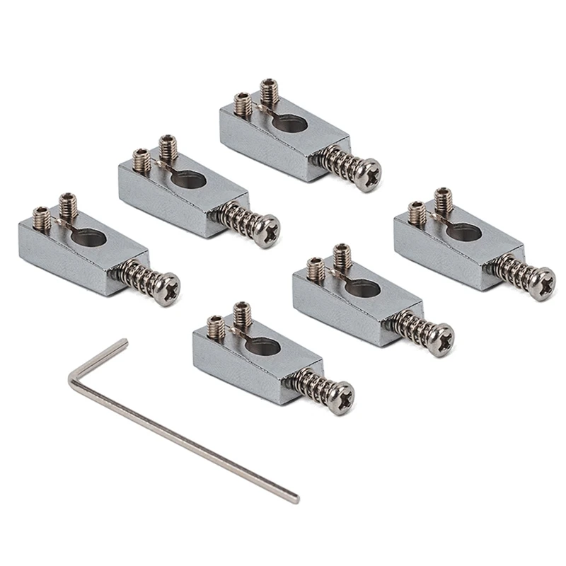 Хромированный Цвет Латунь Компенсированный гитарный мост струнные седла для электрогитара Strat набор из 6