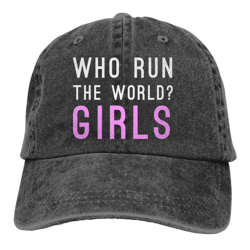 Who Run The World девушки Casquette черный унисекс Мужские Женские джинсовые бейсболка с ремешком кепки Регулируемый Гольф папа шляпа