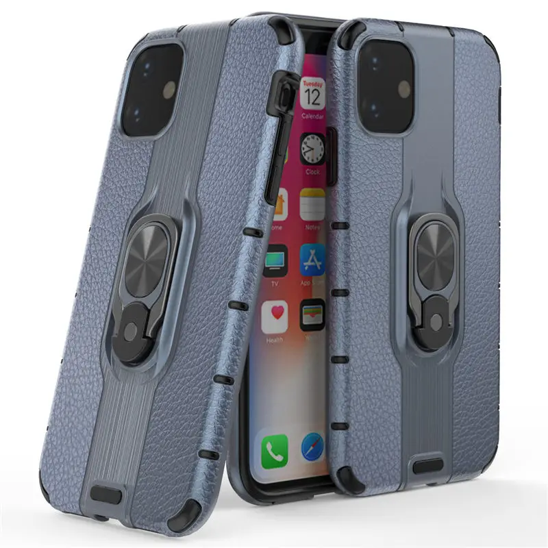 50 шт./лот, защитный чехол для телефона, чехол для iPhone 11 Pro Max XR XS Max 7 8 6 6S Plus, Силиконовый противоударный чехол с кольцом и магнитным креплением для автомобиля