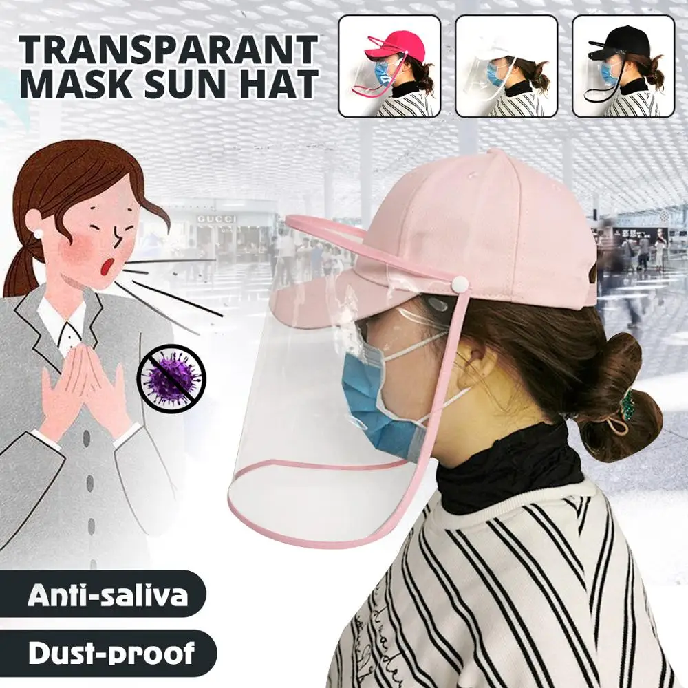 

Transparent Full Face Mask with removable Cap for Protection Anti Spray Saliva Plastic Anti-Dust Face Mouth Masks Health Care