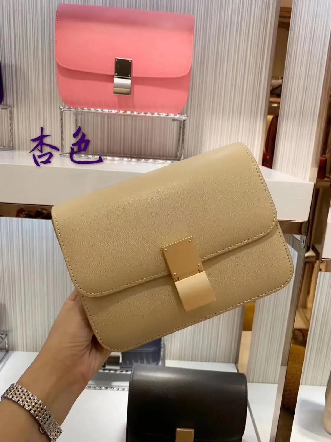 25 цветов, модная женская сумка на плечо из натуральной кожи, маленькая дизайнерская сумочка, розовые сумки для женщин, Bolsos Para Mujer - Цвет: Apricot