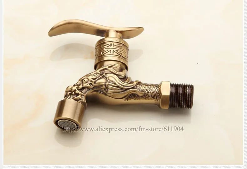 Antique Dragon Lever Handle Wall Mount Outdoor Garden Faucet Laundry Mop Sink Washing Machine Basin Faucets Hose Water Tap