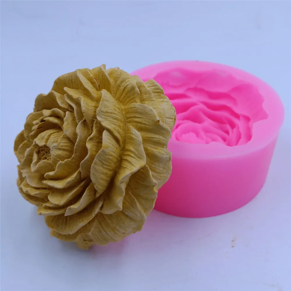 Aromatherapy Candle Mold Handcrafted Diy Aromatherapy Candle Silicone Mold Large Peony Handmade Soap Model Resin Plaster