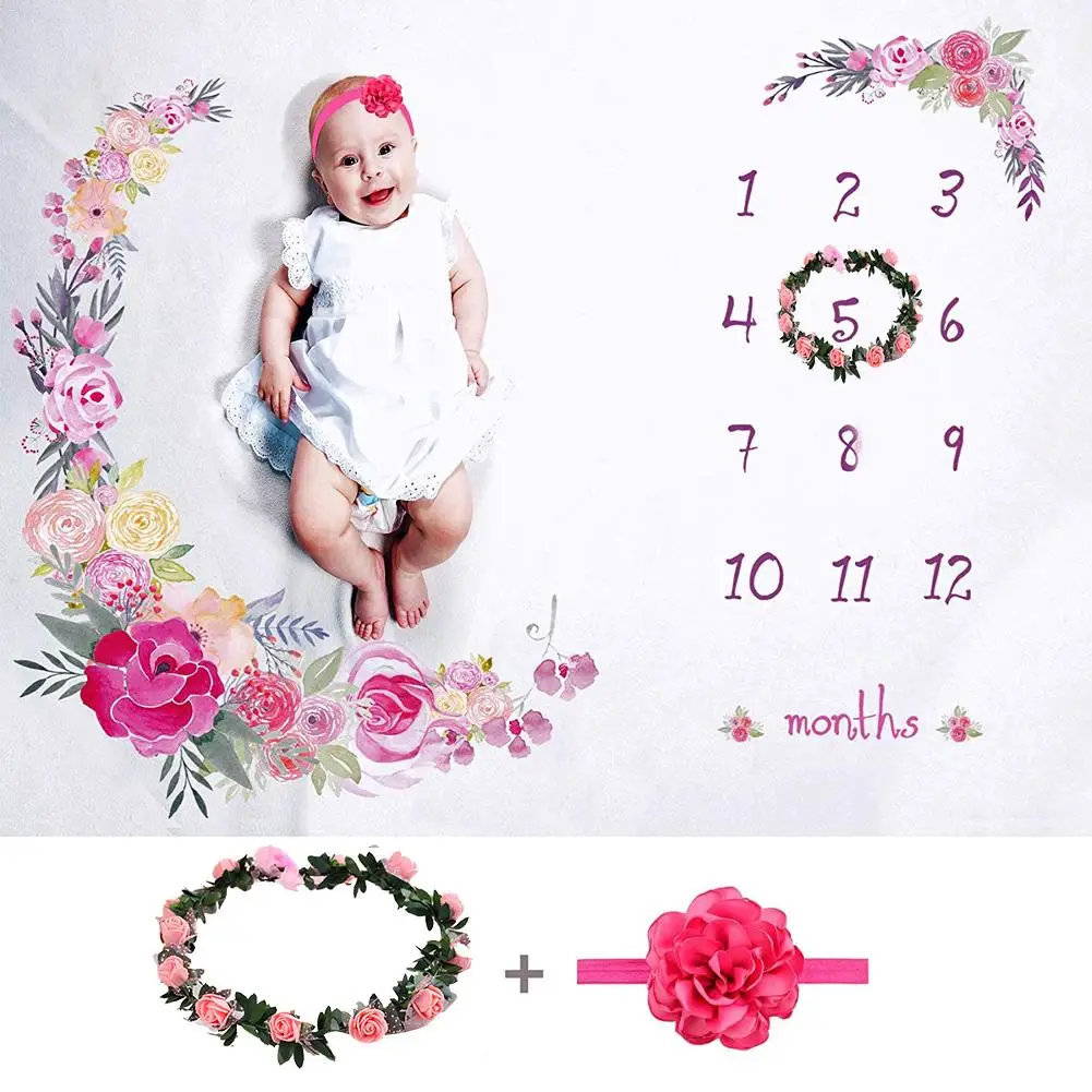 

Cartoon Print Soft Newborn Photography Background Blanket New Born Baby Week Month Year Anniversary Photo Backdrop
