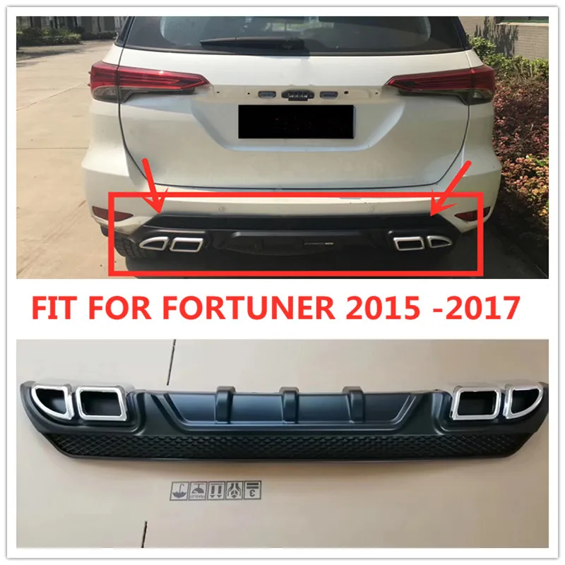 

Car Styling REA BUMPERS COVER TRIM Rear Bumper Diffuser Spoiler Protector Guard Skid Plate Cover FIT FOR FORTUNER 2015-2019