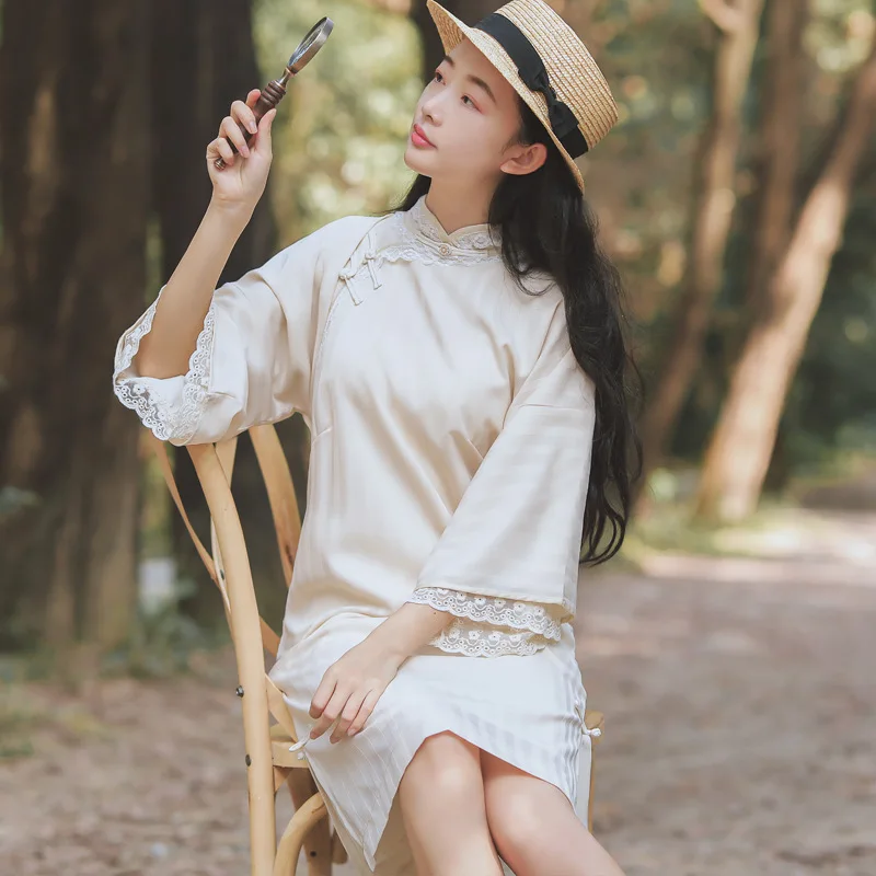 Qipao Chinese New Year Dress Qi Pao Tradition Dresses Cheongsam Long Sleeve Women | Тематическая одежда и униформа