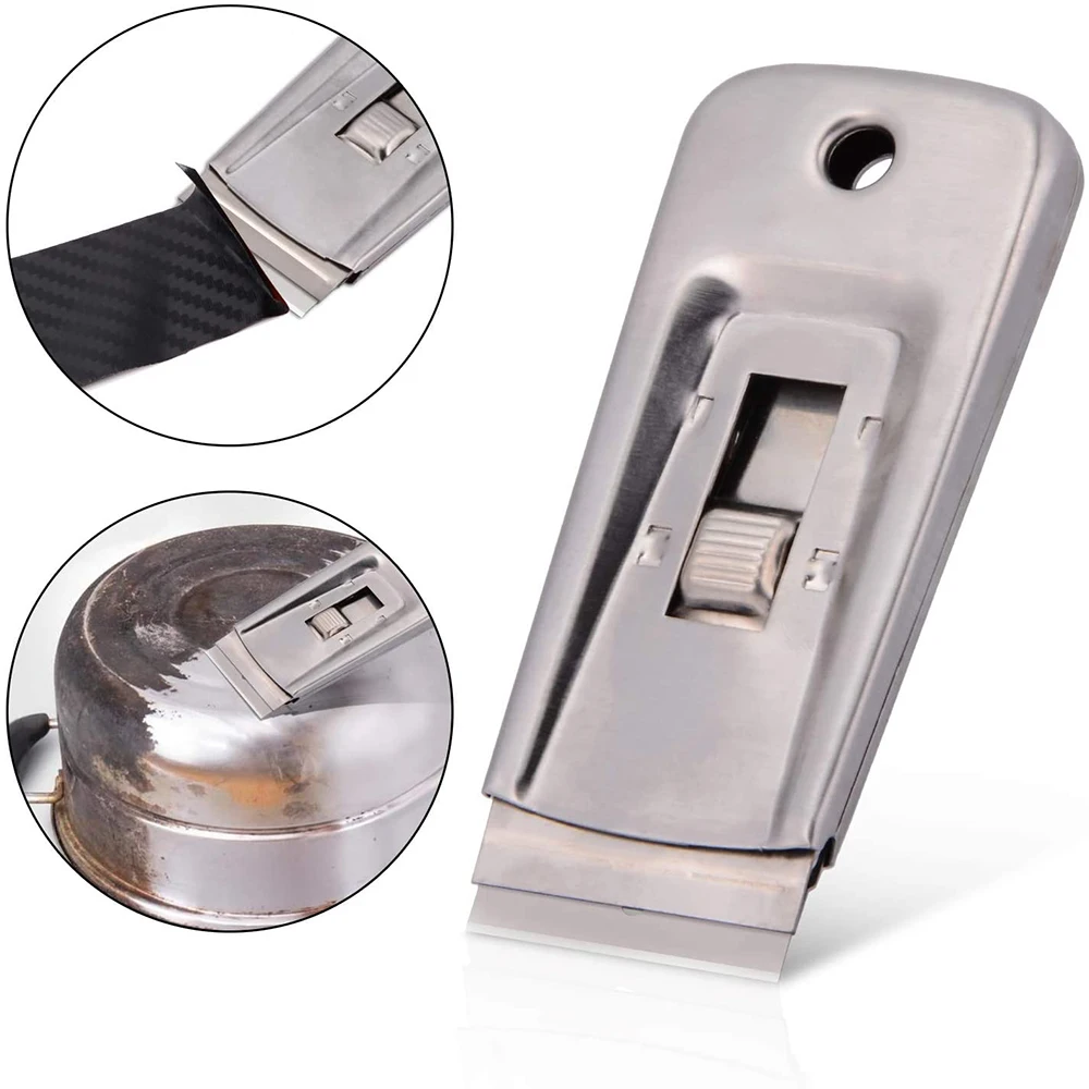 Auto Window Tint Sticker Cleaning Scraper Tool Vinyl Car Wrapping Retractable Razor Scraper With 10pcs Spare Steel Blades razor blade scraper razor blade scrapers car vinyl scraper