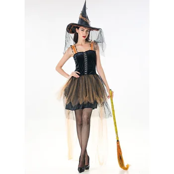 

Dancing Stage Costumes Women Screen Halloween Witch Costume Role Play Game Uniform Wizard Stage Performance Costume Sportswear