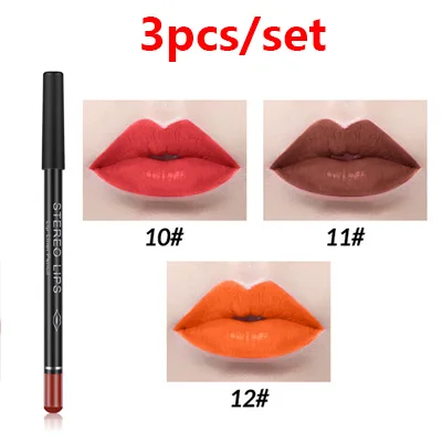 3pcs color 19 Набор карандашей для губ, матовый карандаш для губ, макияж, матовая губная помада, стойкий Водостойкий карандаш для губ, косметические карандаши, инструменты для макияжа - Цвет: 3pcs color 19