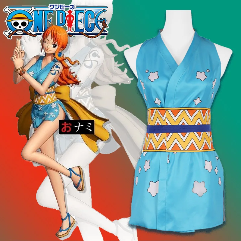 Аниме Косплей One Piece Nami костюмы одежда без рукавов с Боковым Разрезом мини-юбка