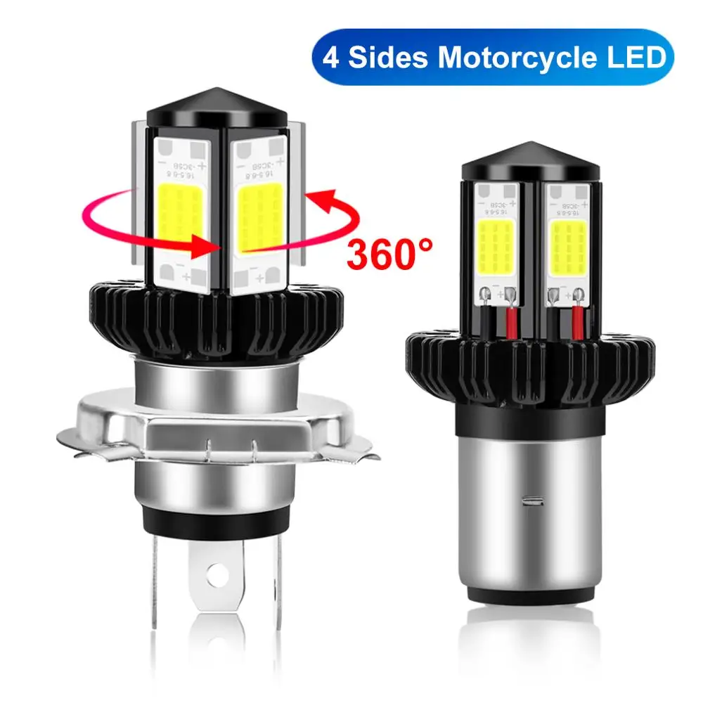 LED BA20D H6 H4 bombillas de faro de motocicleta Hi Lo beam Moto LED faro lámpara 6000K blanco 12V 1200LM
