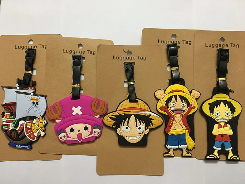 One Piece Luggage Tags PVC Baggage Name Tags Luffy Anime Cartoon Travel Suitcase Label Holder Creative Gift Travel Accessories