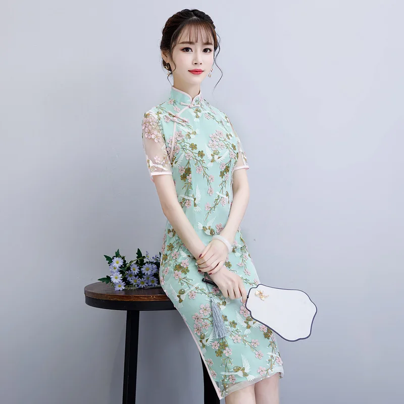 Новинка, модное женское Платье До Колена, Cheongsam, китайское женское элегантное платье из полиэстера, Vestidos, Размеры S M L XL XXL XXXL 12946