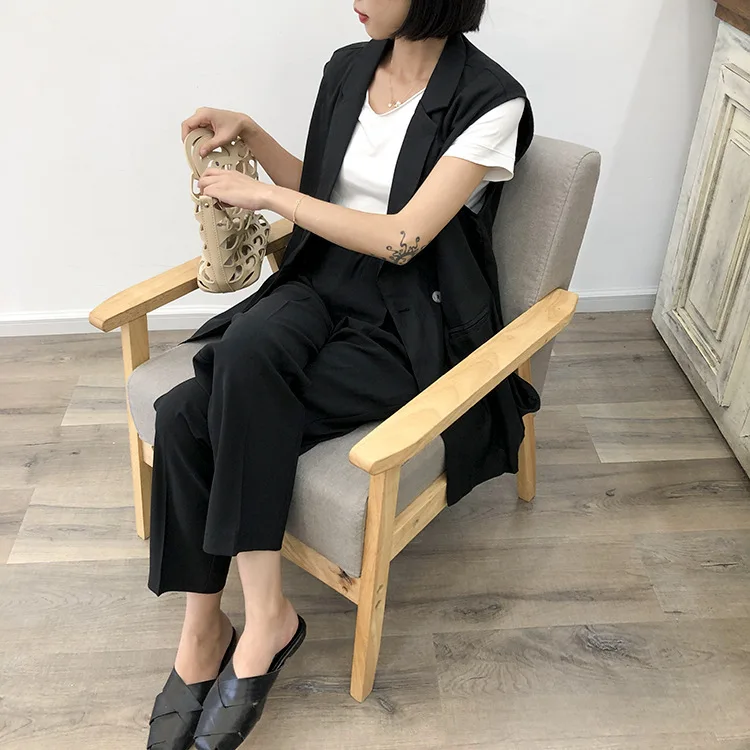 

Solid Color Waistcoat Women's Mid-length 2019 Spring And Autumn New Style Slim Fit Slimming Sleeveless Korean-style Fashion Larg
