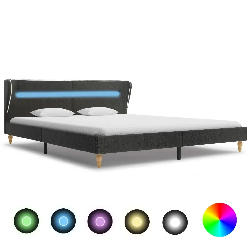 vidaXL Bedroom Furniture Bed Frame With Color Changing LED Lighting strip 160 X 200cm Adult Bed Modern Bed Furniture Smart Bed