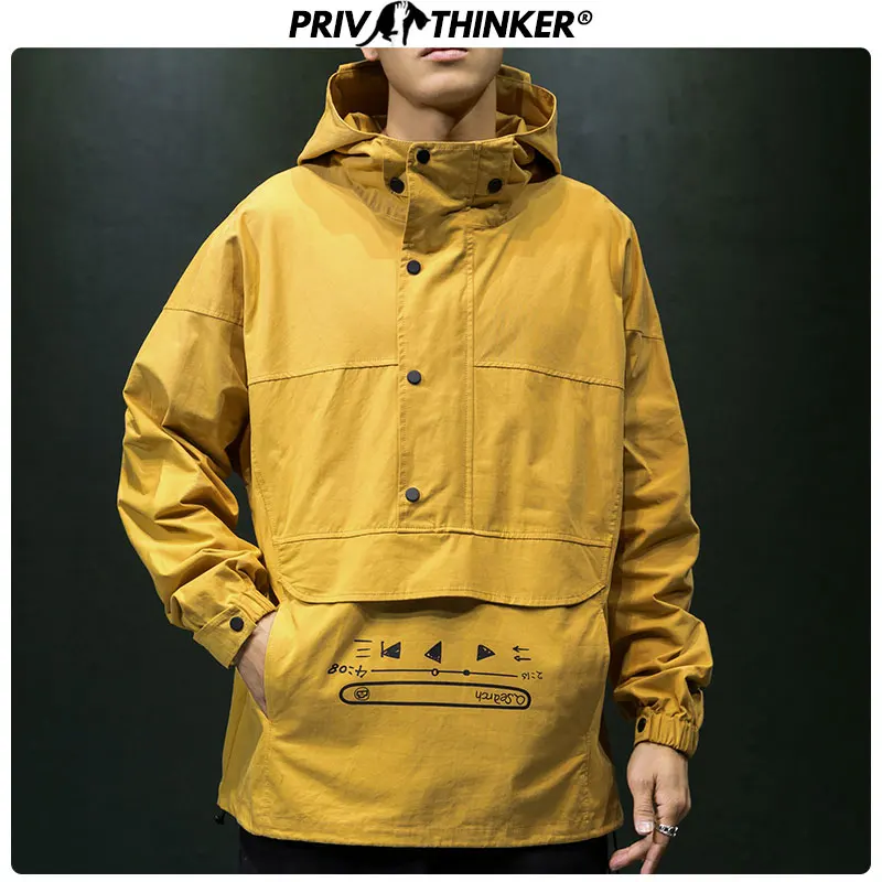 Privathinker мужские японские куртки с капюшоном осенние 2020 хип-хоп уличные желтые