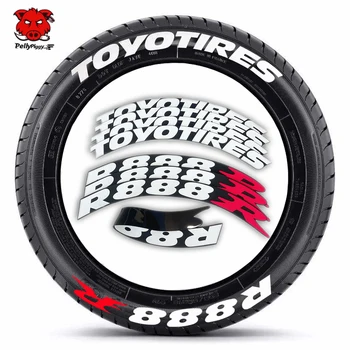 

8Pcs/Lot Car Tire Lettering Stickers Car Tuning Universal 3D Permanent PVC Tire Joined Decals R888R Tire Lettering Stickers