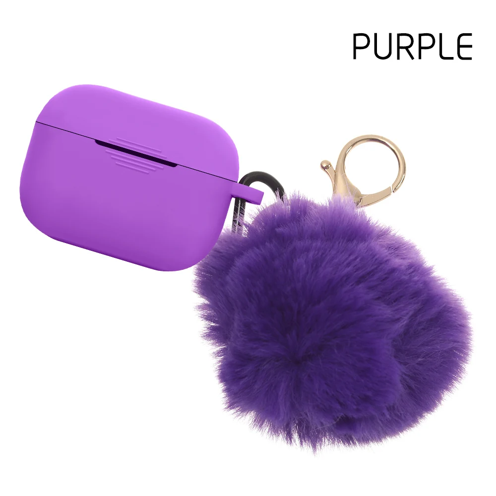 Чехол для наушников, защитный чехол, силиконовый чехол, милый меховой шарик, брелок для Airpods 1/2 Pro, аксессуары, карамельный цвет - Цвет: purple for Pro