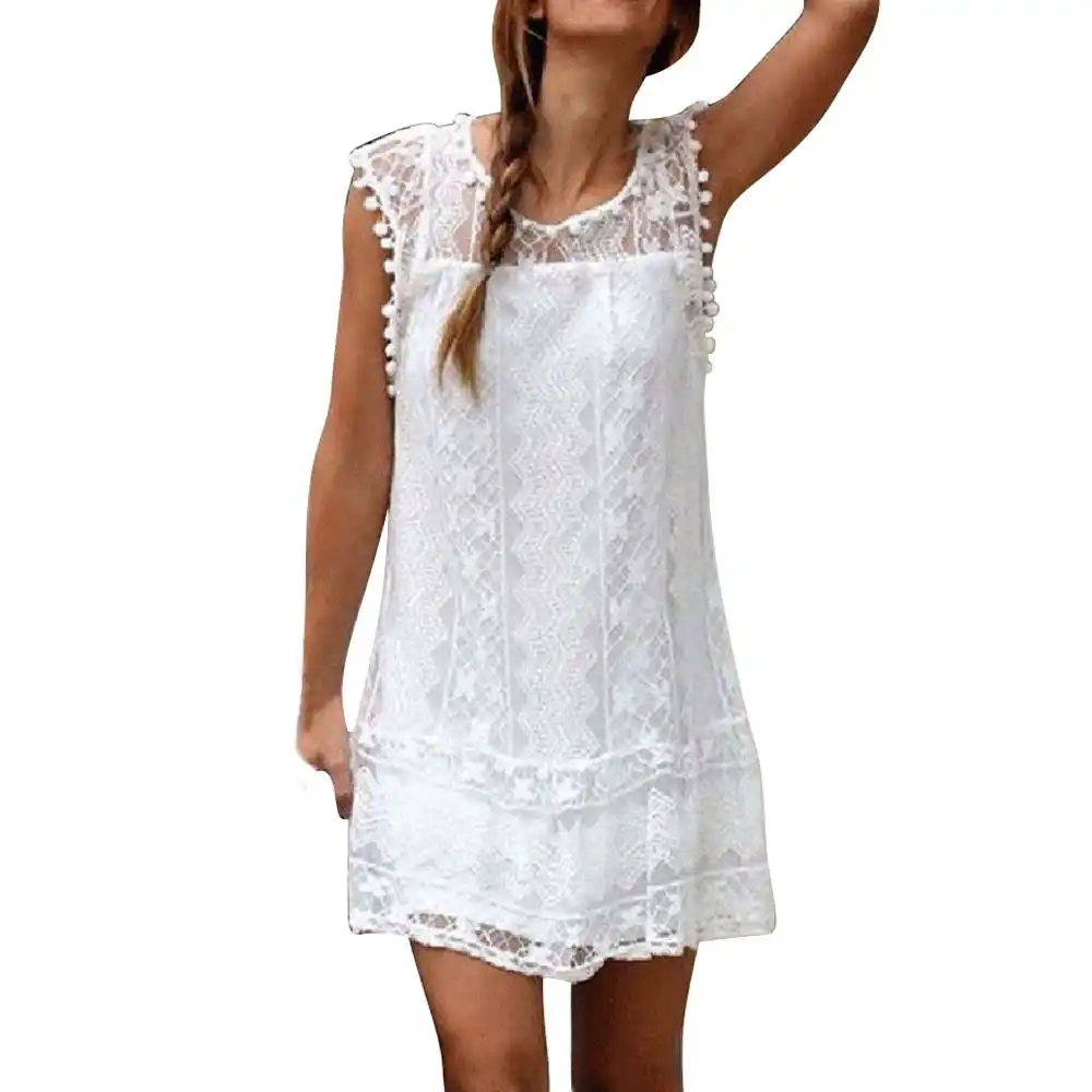bohemian white short dress