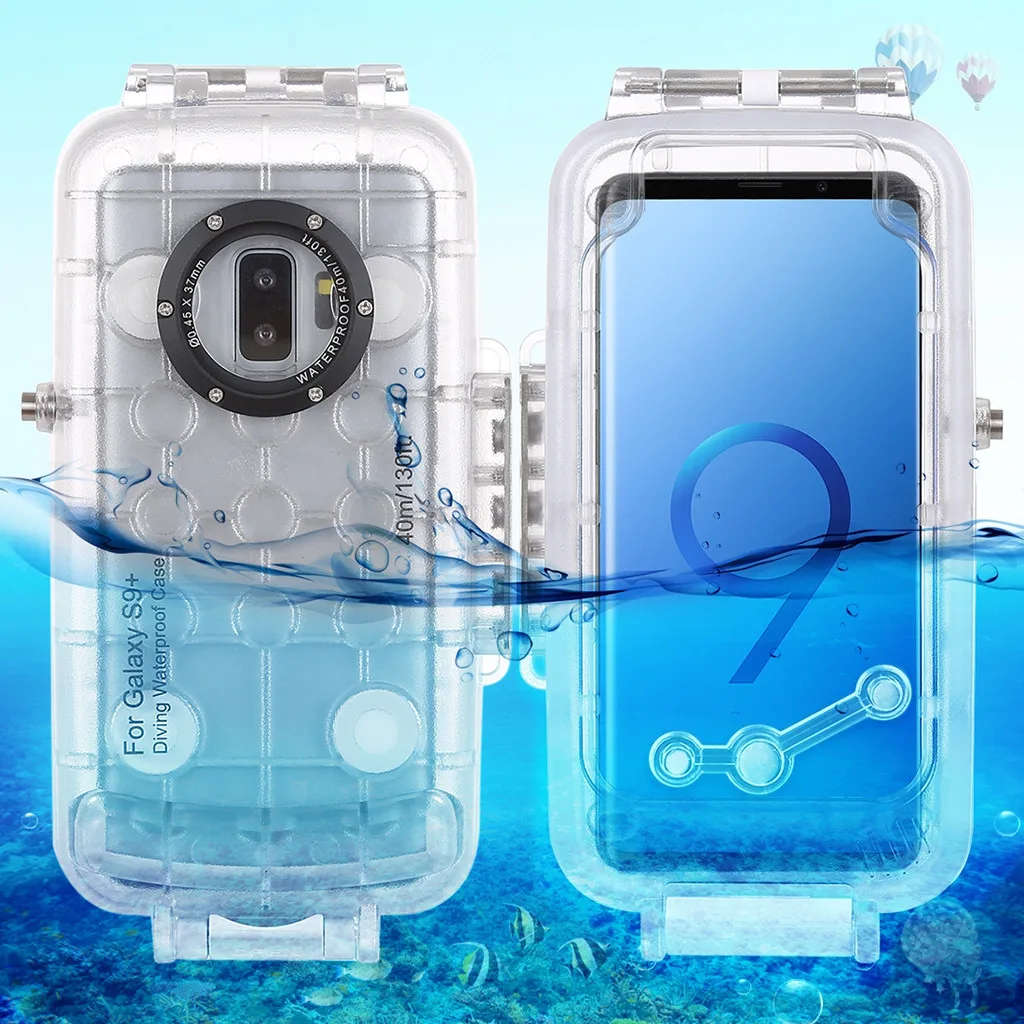 Прозрачный 3 цвета 40 м чехол для дайвинга для samsung Galaxy S9 профессиональный водонепроницаемый чехол для samsung Galaxy S9 Plus чехол для плавания и серфинга - Цвет: Прозрачный