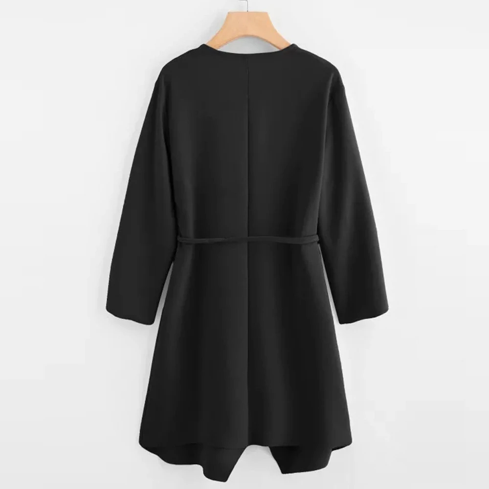 Jaycosin Winter Coats Women Autumn Waterfall Pocket Overcoats Front Wrap Coat Jacket Outwear Solid Female Outer Girls Ladies 808