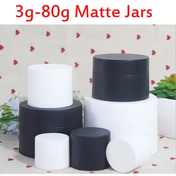 

3g-80g Matte Sample Cosmetic Makeup Jars Eye Cream Lotion Lip Balm Pots Empty Black White Containers with Gasket