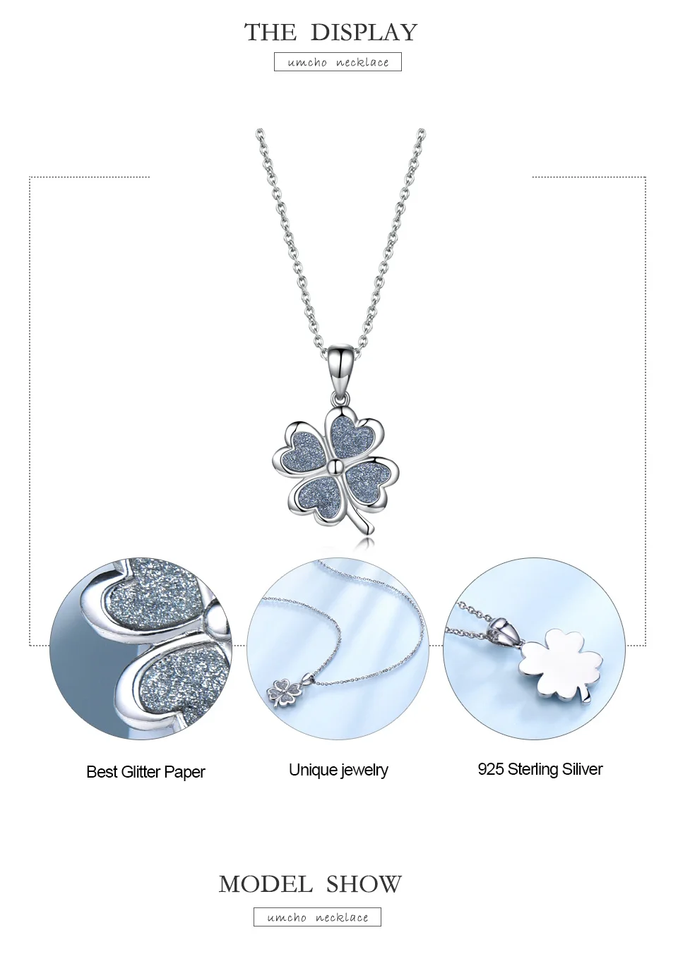 UMCHO серебро четырехлистный клевер 925 пробы Серебряное ожерелье подвески для женщин для девочек подарок на день рождения украшение Хорошее ювелирное изделие