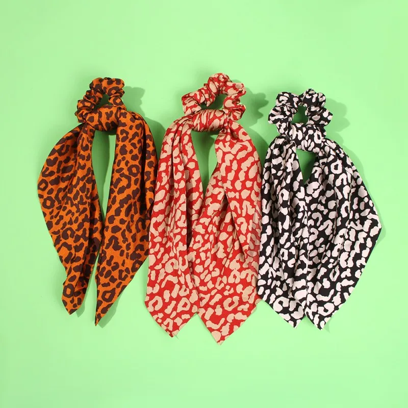 Fashion Leopard Bow Hair Ties Ropes Women Girls Jewelry Spot Pattern Scarf Ribbon Style Accessories F1500 | Украшения и