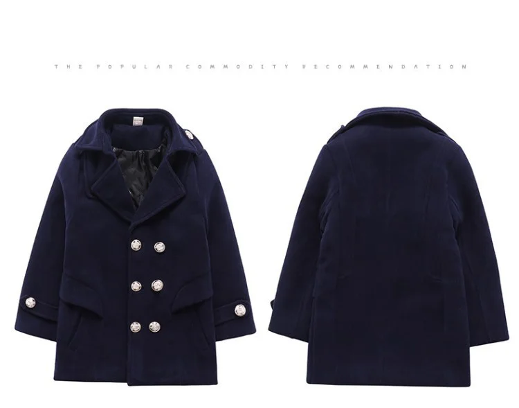 The New Cuhk Children's Coat Winter Coat Thickening of Woolen Cloth in the Fall and Winter of Long Dust Coat