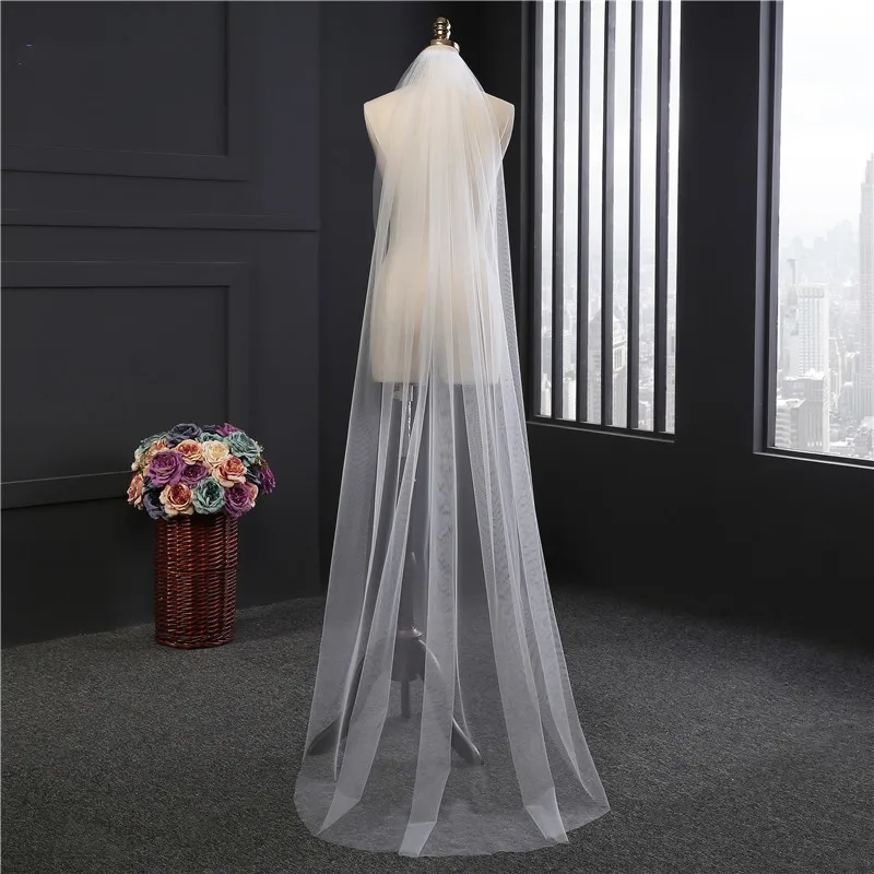 3M or 2M White/Ivory Wedding Veil One layer long Bridal Veil Head Wedding Accessories