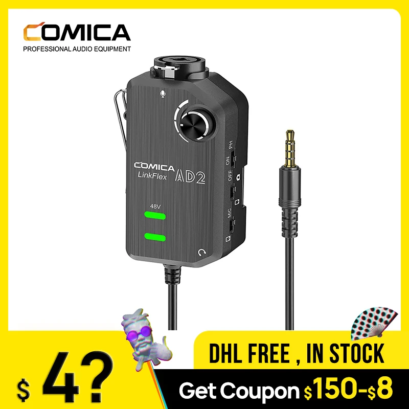 Адаптер микрофона Comica AD2 LINKFLEX XLR 6 35 мм 48 В Phantom адаптер интерфейса гитары для