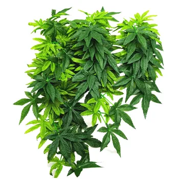 

Artificial Green Leaves for Small Animal Fish Tank Decoration Non-toxic Plastic Green Leaves with Sucker Small Animal Cage Decor