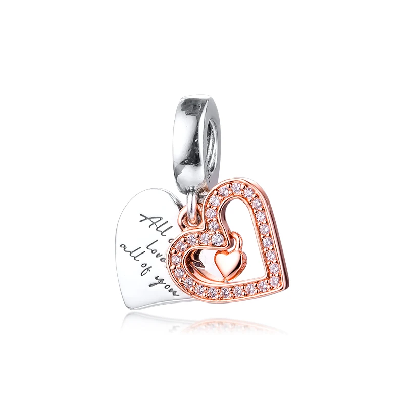 

Sparkling Freehand Heart Dangle Sterling Silver Jewelry Fits Charms 925 Silver Bracelets For Woman DIY Beads For Jewelry Making