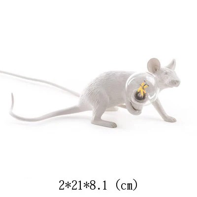 Настольная лампа из смолы для моделирования mousie, настольный декоративный светильник ing Little mouse, Настольный светильник в виде животного для спальни, черный/белый/золотистый - Цвет абажура: what crawl