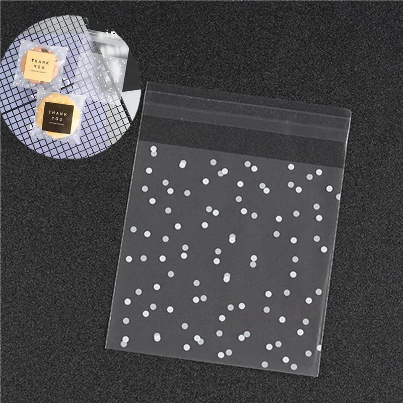 

100pcs snacks transparent bag biscuit bread baking supplies white polka dot candy packaging birthday party wedding decoration