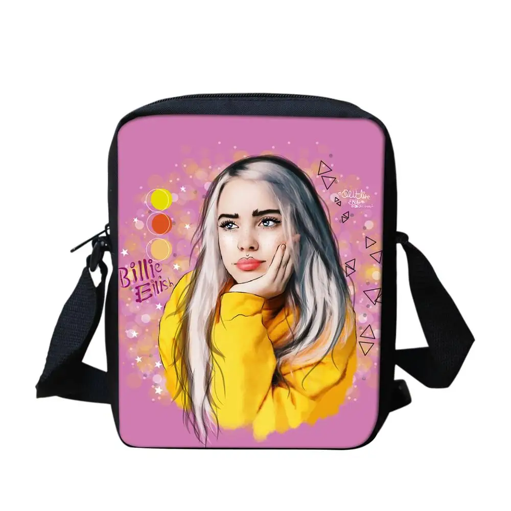 ELVISWORDS Billie Eilish, 3D принт, сумка-мессенджер для девочек-подростков, дорожные сумки, детские школьные сумки, повседневная сумка через плечо в стиле Харадзюку - Цвет: HMQ021E